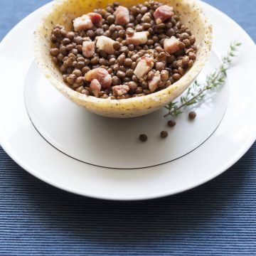 Cestini di polenta e lenticchie