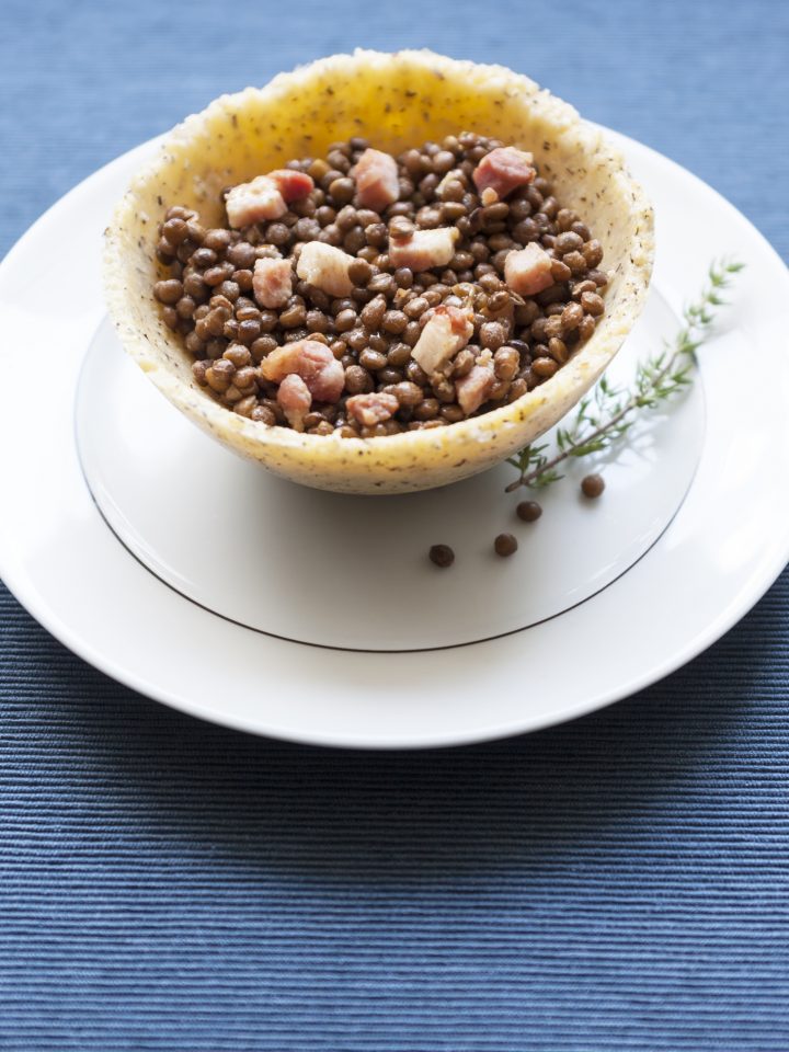 Cestini di polenta e lenticchie